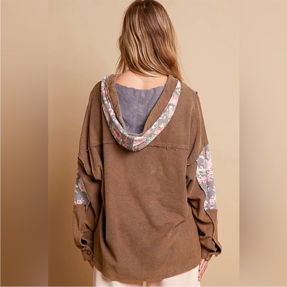 POL Star Floral Patterned Women's Hoodie Long Sleeve Top - Picture 2 of 10